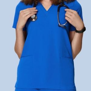 Mandala Royal Blue Scrubs, Top and Bottom- Large Set (Bottoms are Petite)